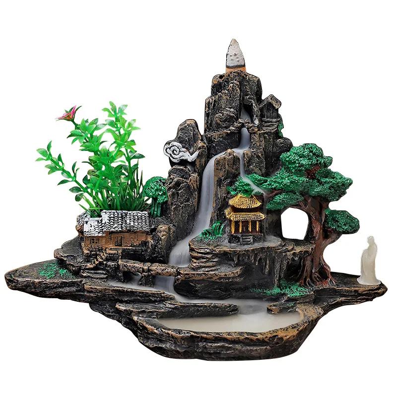 Hjemmeinnredning Stor harpiks Helling Røkelsesbrenner Zen Innendørs Ornament Røkelsesbrenner Stue Dekorasjon Røkelse Foss