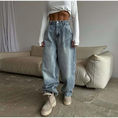 High Waist Loose Fit Straight Leg Jeans Women's Summer New Style Retro High Street Wide Leg Pants Floor-Length Trousers