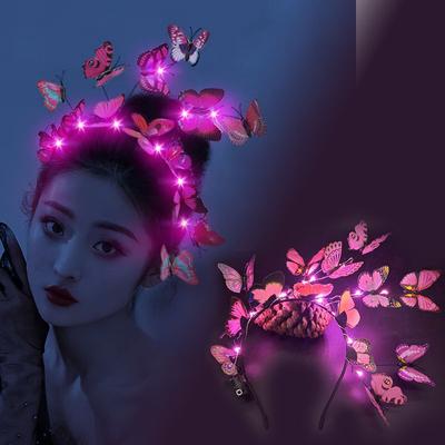 LED Butterfly Wedding Birthday Glowing Headband Christmas Hair Hoop Party Favors Colorful Headpiece