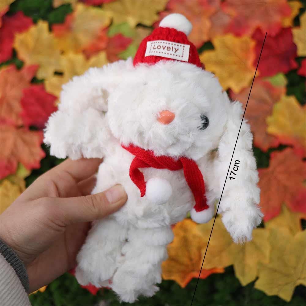 Soft Christmas Rabbit Pendant Cartoon Plush Doll Key Ring Bag Pendant Cartoon Plush Keychain  Boys