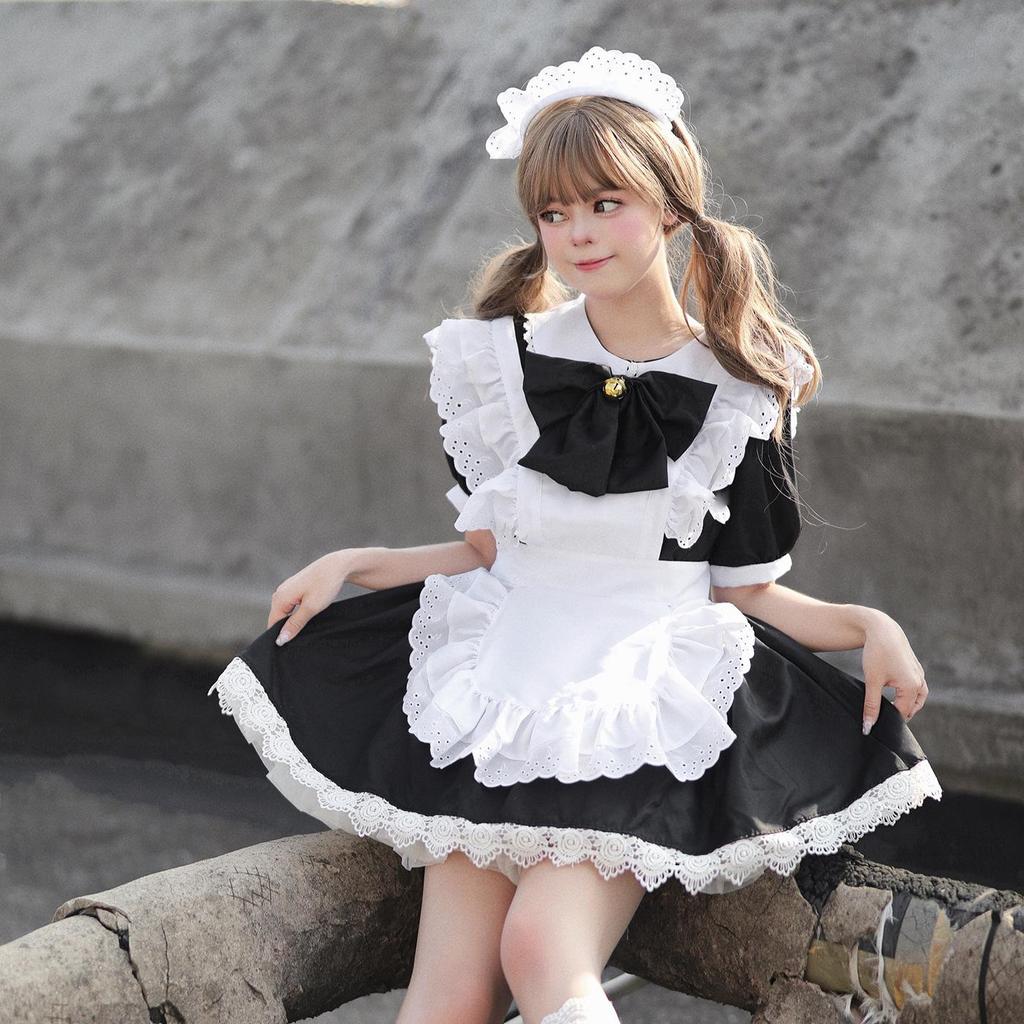 Japanese Lolita Bunny Maid Cosplay Dress - Black & White