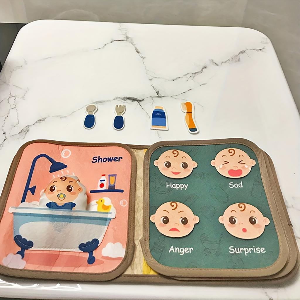 Baby's Day Cloth Book For Children, With Illustrations Of Parenting Scenes And Animals, Develops Skills And Parent-child Relationships.