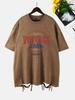 Vintage League Letter Prints Washed TShirts Women Cottontops Comfortable ONeck Oversize T Shirts Fashion Womans Streetwear