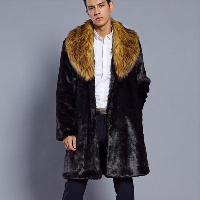 New men's winter faux fur jacket mink hair mink long trench coat thickened thermal fur jacket