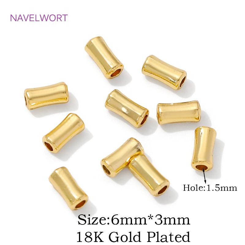 50/100pcs Spacer Beads For Jewelry 18K Gold Plated Brass Tube Beads,Separators For Beads,DIY Bracelets Necklace Making Supplies