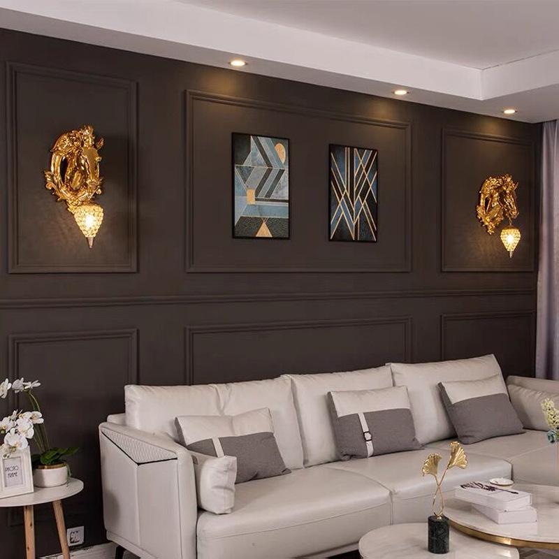 Electroplated Horse Head Luxury Wall Lamp for Living Room or Corridor