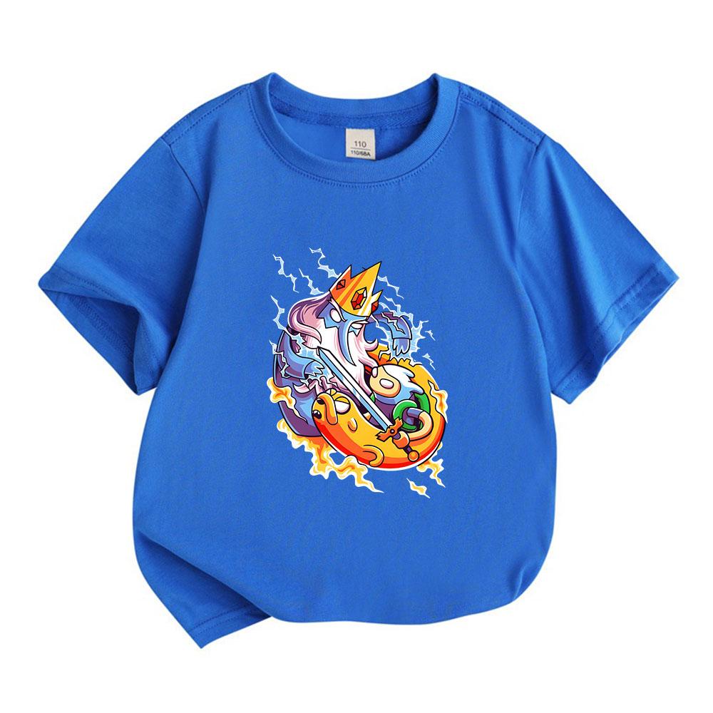 Kids Boys Girls 100% Cotton Crew Neck Short Sleeve T-Shirt, Fun Fantasy Ice King Adventure Printed Casual Lightweight Tee for Daily Wear and Summer Ou