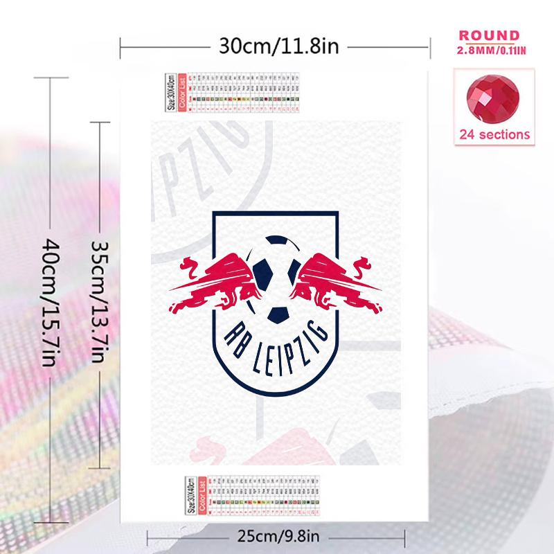 RB leipzig logo Pattern 3pcs 100% Round Full Drill 5D DIY Diamond Painting Embroidery Cross Stitch Rhinestone Décor
