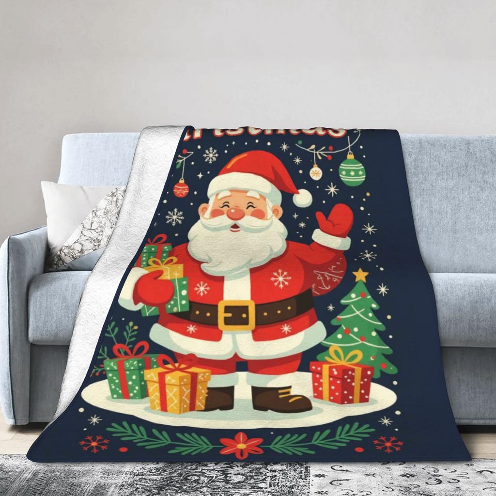 Christmas Santa Claus Super Warm Blanket  Child Plush Bedding Throws Comfortable Home Decor Flannel Bedspread Sofa Bed Cover