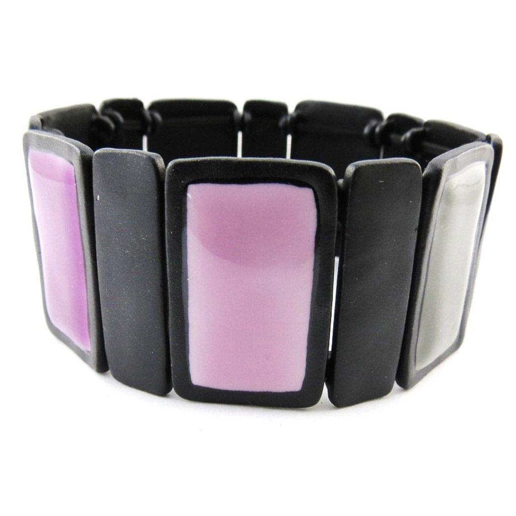 NOA [J1968] - Bracelet Créateur 'Arlequin' gris violet