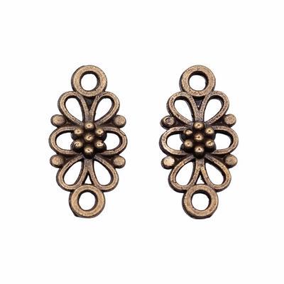20pcs Flower Connector Charms Jewelry Components Accessories Antique Bronze Color Zinc Alloy 16X8mm