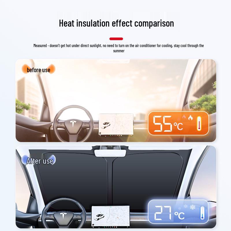 

Tesla Model 3/Y Front Windshield Umbrella Sunshade - Summer Car Accessory