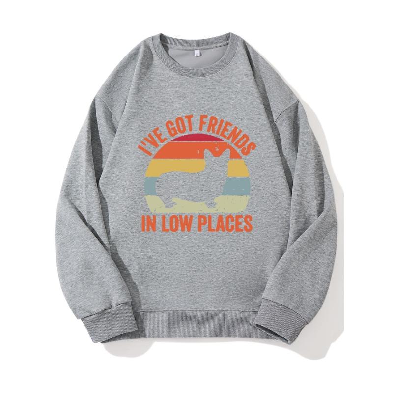 

Corgi Модный принтованный топ, повседневная спортивная одежда на осень и зиму, хлопковая толстовка XXL слоновая кость