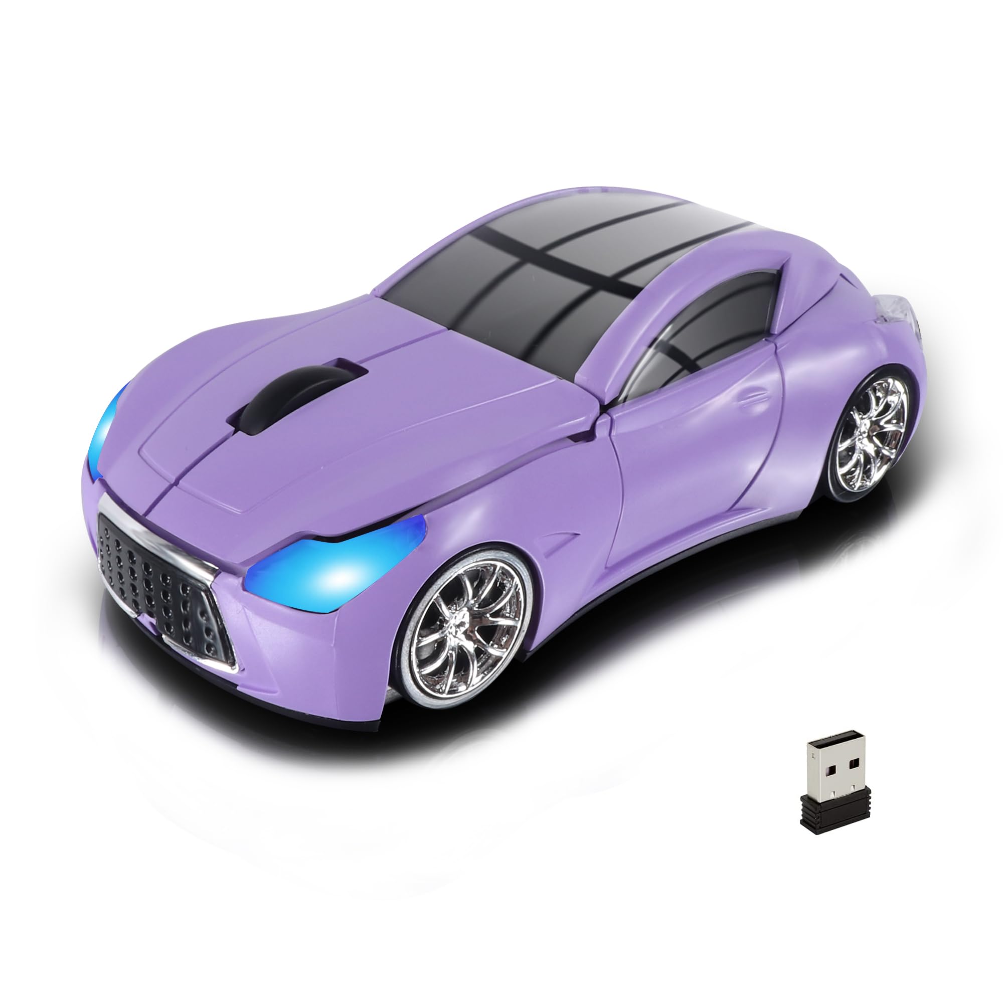 

Fmlyhom Wireless USB Car Mouse, Stylish and Cool Design, Compact and Lightweight, 2.4Ghz Optical, 3-Button, Ambidextrous USB Receiver Included,