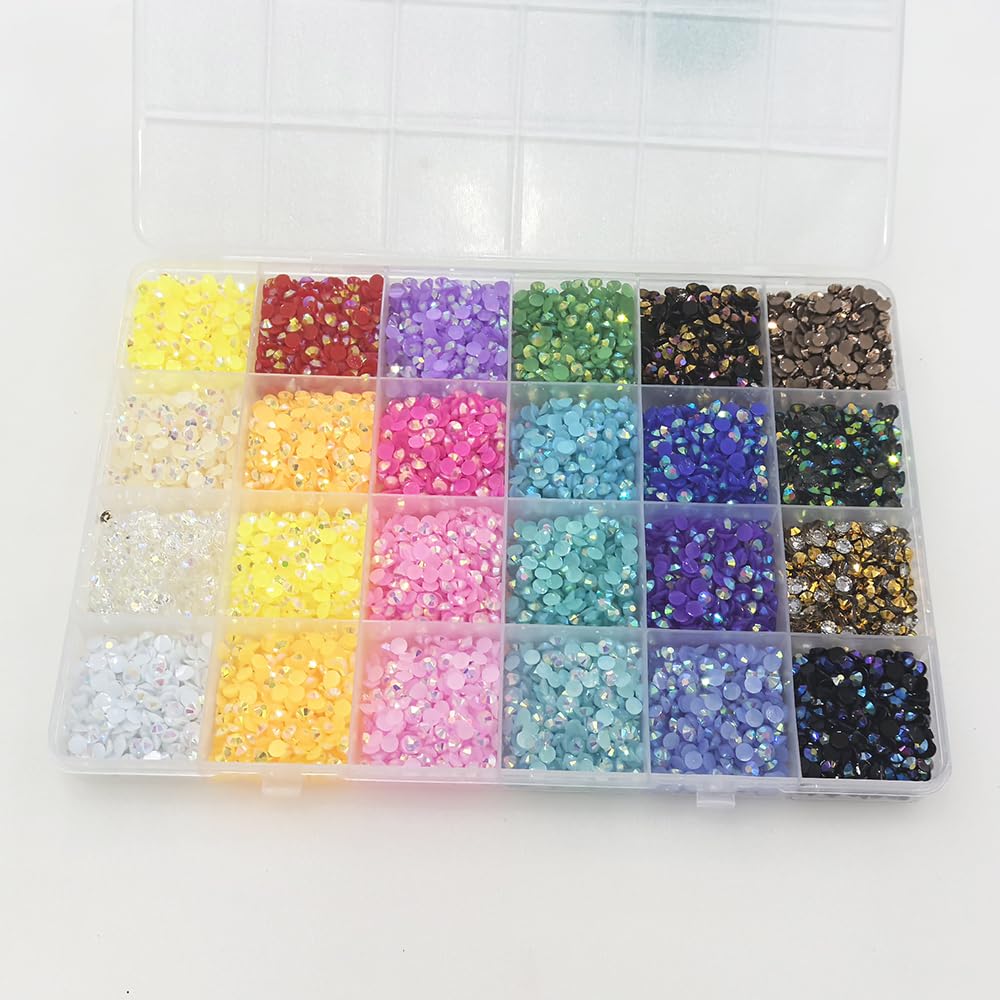 12,000 Nail Stones, Rhinestones, BetterJonny, 24 Colors, Nail Stones, Glass, Nail Deco Parts, Craft Parts, DIY Nail Parts, Decorate Your Nails (4mm)