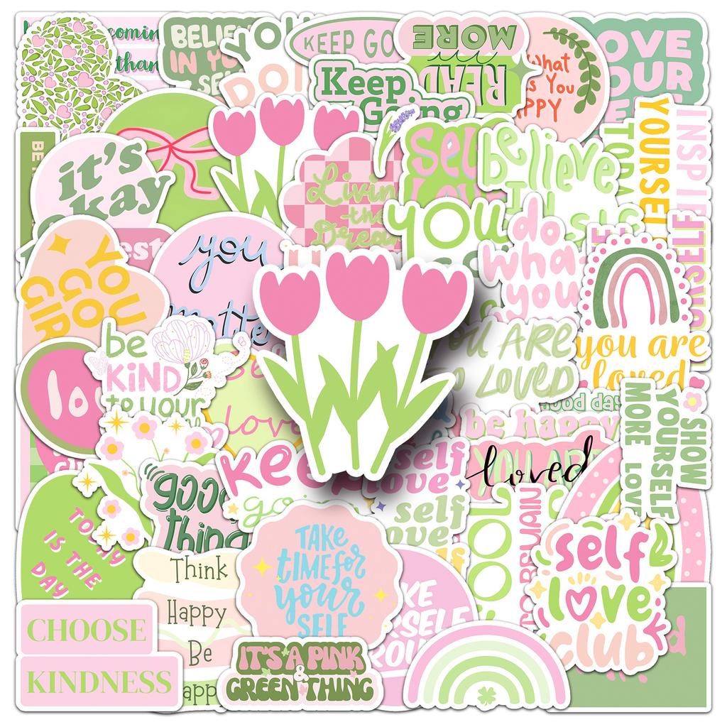 50 Danish Flour Inspirational English Graffiti Stickers Personalized Decoration Mobile Phone Computer Water Cup Stickers