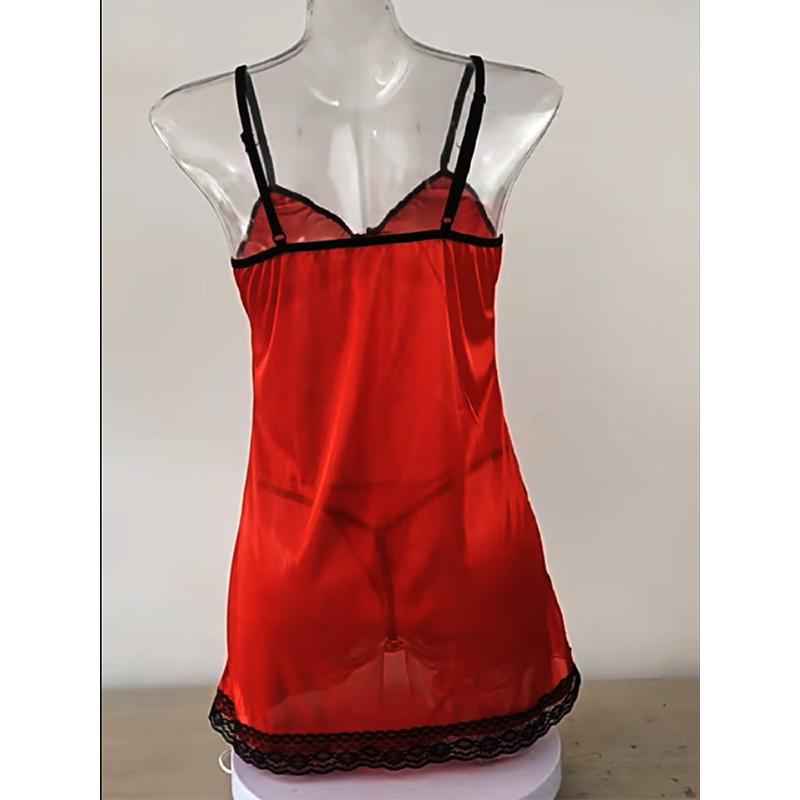 Women Sexy Sleepwear Nightdress Lace Silk Satin Night Dress Sleeveless Nighties V-neck Nightgown Nightwear