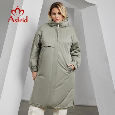 Autumn Winter Women's Jacket Long Thin Cotton Trench Coat Hood Split Hem Warm Loose Padded Parka Plus Size Women Clothing