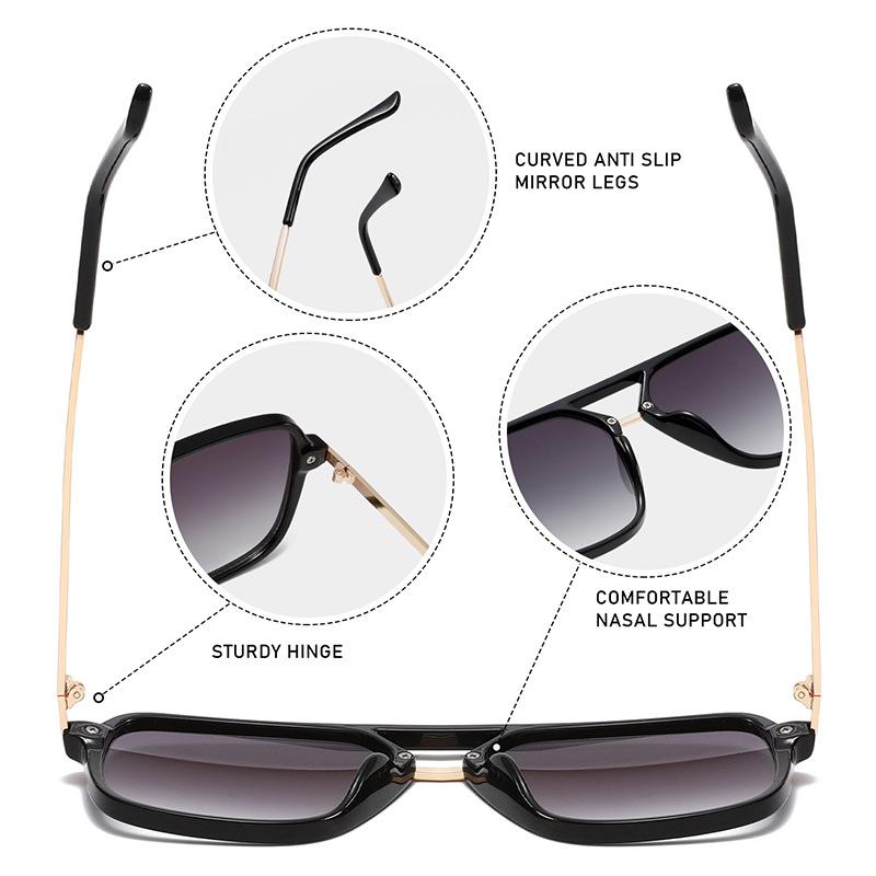 Brand Designer Square Sunglasses Women For Men Vintage Sun Glasses Punk Popular Big Frame Luxury Double Bridge Eyeglasses Uv400