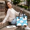 Cute Cloud Printed Canvas Tote Bag Casual Large Capacity Portable Handbag for Daily Shopping Travel Outdoor Use