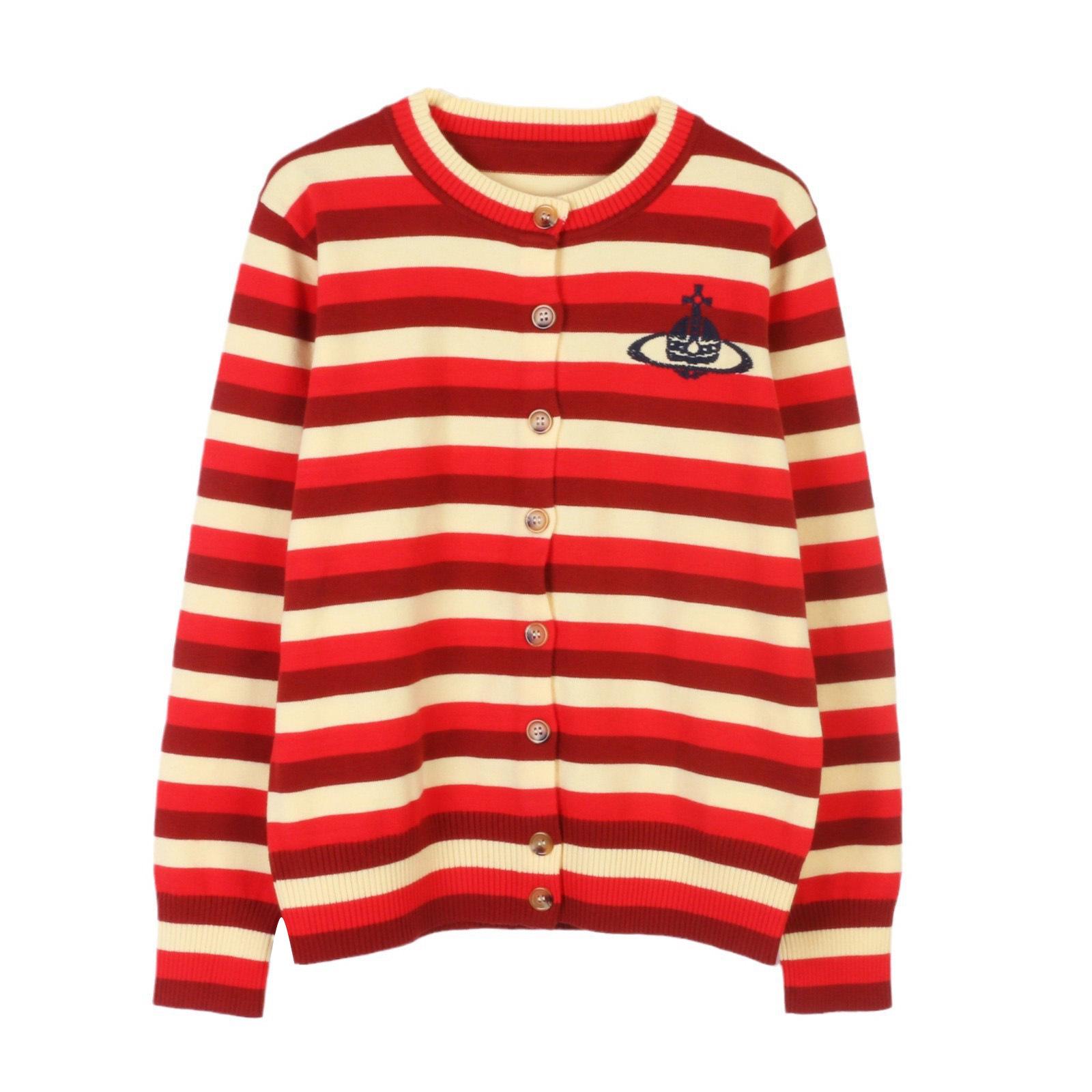

Planet Embroidered Striped Knit Cardigan - Autumn/Winter Long Sleeve L