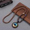 Fish Ethnic Horn Nepal Mala Buddhist Long Necklace Wood Beads Necklace Pendant