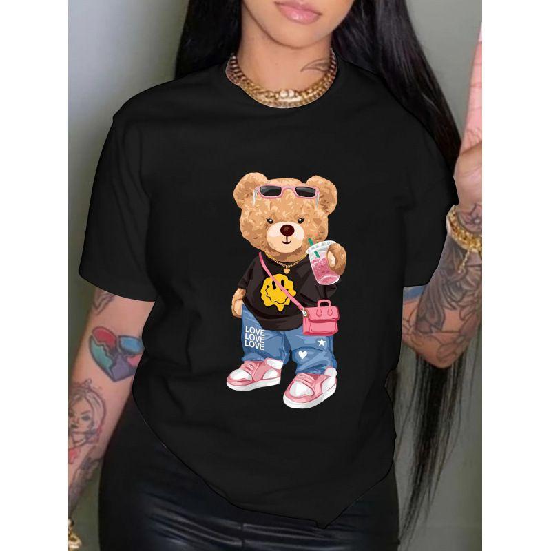 European and American New Fashion Casual Loose Print Short sleeve T-shirt Top Loose Printed T-shirt Top