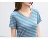 Striped Color Block V-Neck Retro Short Sleeve Women's Stylish Summer Top - New Arrival 