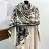 1Pieces Women's Vintage Jacquard Scarf All-season, winter, and autumn warm, soft, and stylish large shawls and wraps Extra-large air conditioning