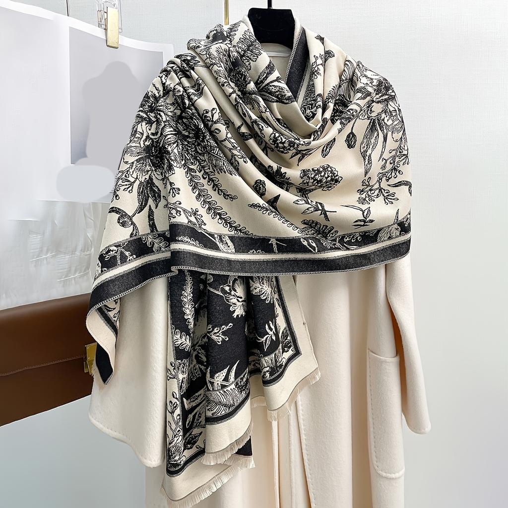 1Pieces Women's Vintage Jacquard Scarf All-season, winter, and autumn warm, soft, and stylish large shawls and wraps Extra-large air conditioning