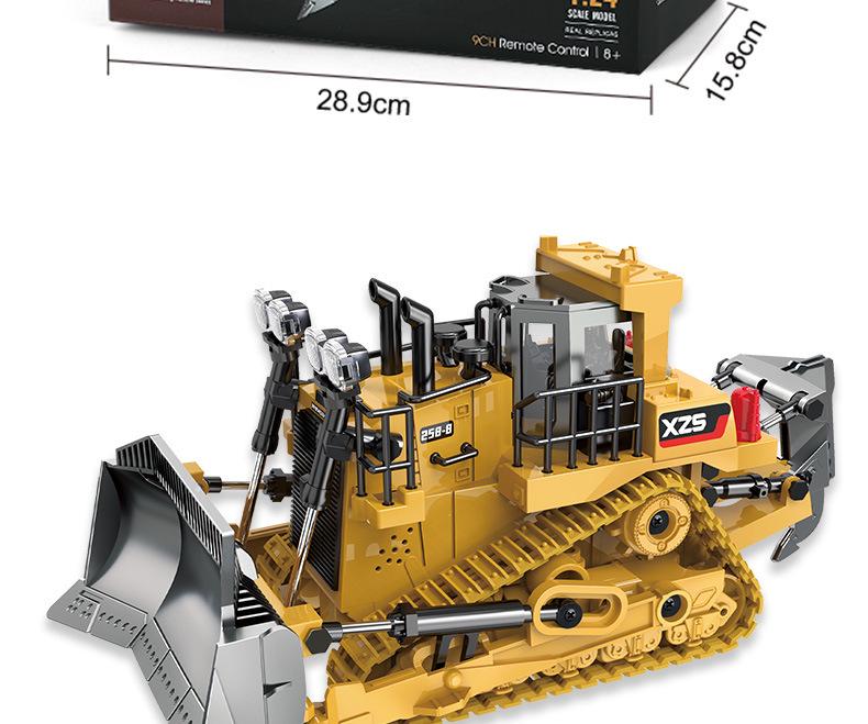 2.4G Nine-Channel Remote-Control Tracked Bulldozer 1:24 Alloy Engineering Toy Model