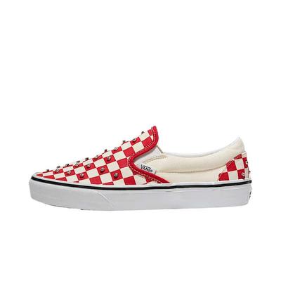 Unisex Klassieke Slip-On Racing Rood Wit Schakbord VN000D6YIZQ