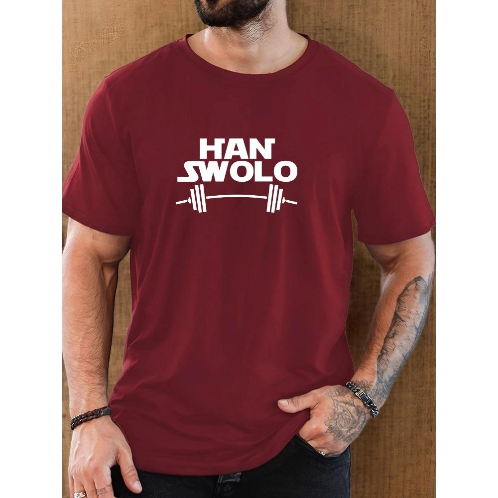Men's HAN SWOLO Pattern Summer Casual Round Neck Short T-shirt