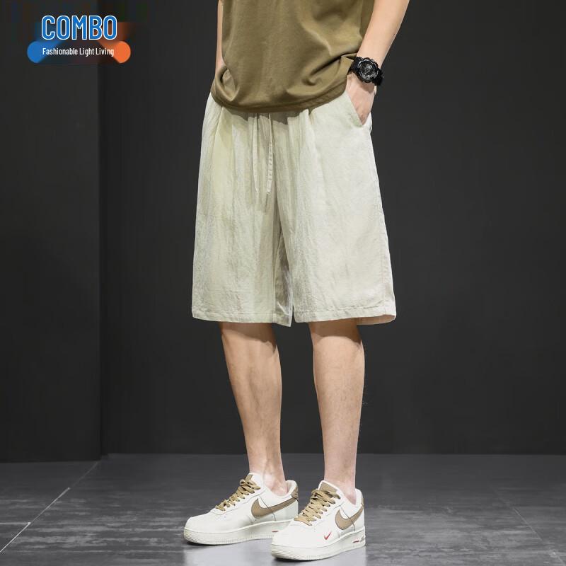 Men s Summer Lyocell Linen Blend Drawstring Shorts S