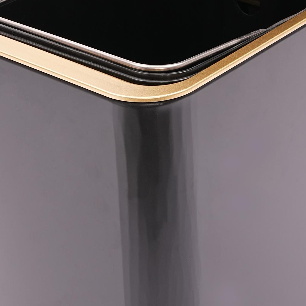 Badezimmer-Mülleimer mit Deckel Soft-Close, 12 Liter Edelstahl-Mülleimer mit Toilettenbürste, Rechteckiger Treteimer