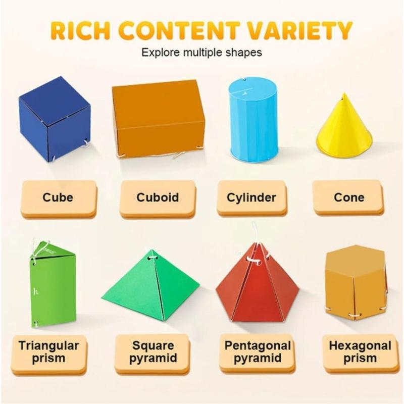 Educational Geometry Workbook Hands on Geometric Shape Activity Book With Folding Geometric Model For Kid Preschooler