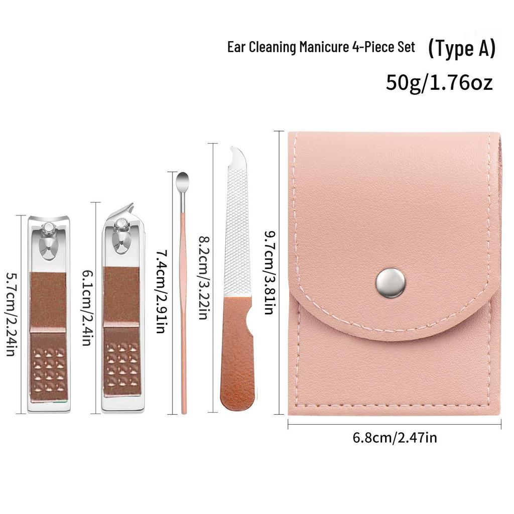 Nail Clipper & Angled File Set with Ear Pick - Manicure Tools for Women
