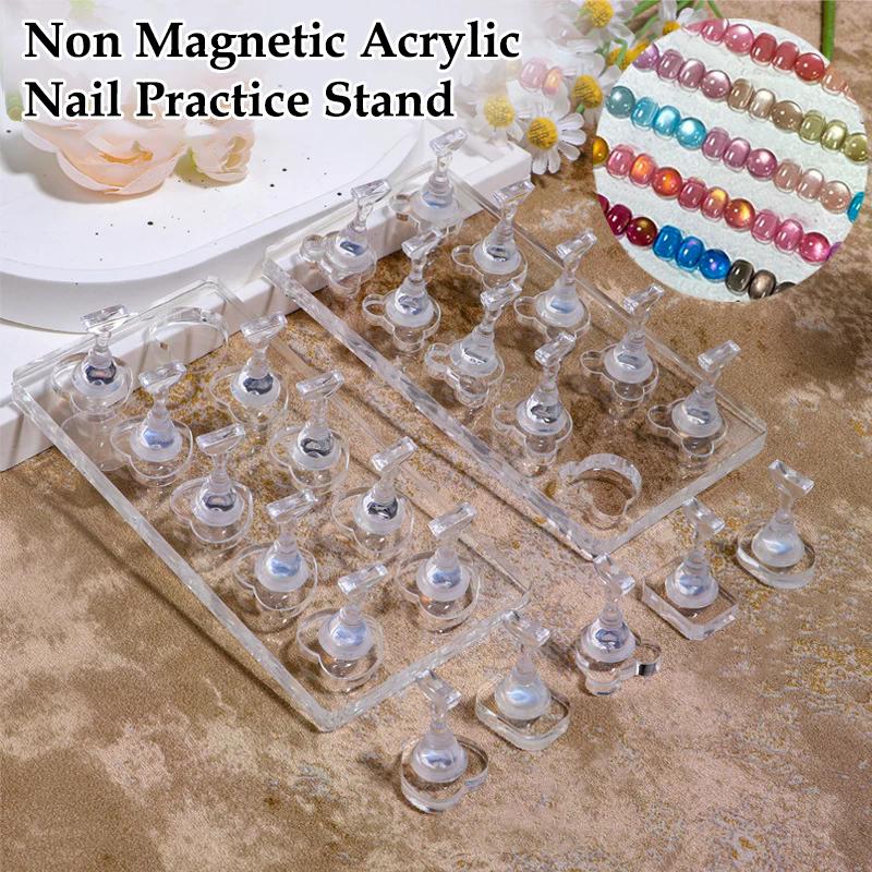 Non-Magnetic Nail Stand Acrylic Cartoon Bear Love Shape Nail Stand False For Cat Eye Gel Press On Nail Display Stand Tip Holder