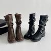 Dicker Absatz Damen Mid-Calf Stiefel Mode Schnallendekoration Schuhe Herbst Winter Damen Western Cowboy Stiefel