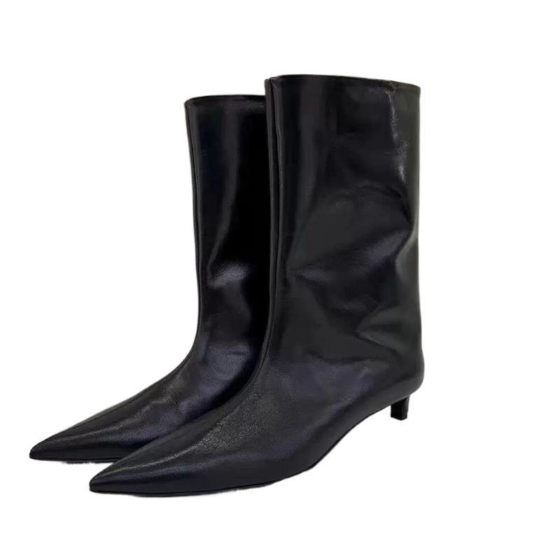Fashion Winter New Style Fashion Ankle Short Boots Women Pointed Toe Elegant Thin Low Heel Dress Ladies Luxury Pumps Shoes Zapatos Mujer