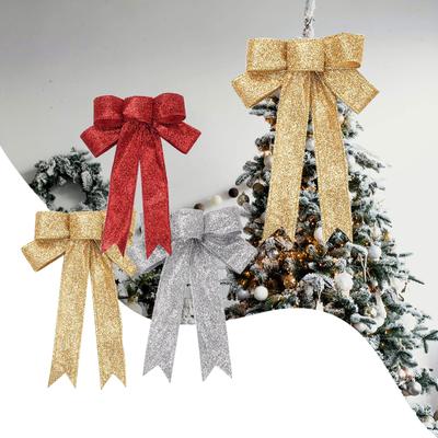 Ribbon Wreath Bow  10in Wide, 18in Long Tails, Christmas Tree Ribbon, Winter Decoration, Christmas Decor, Front Door Decor