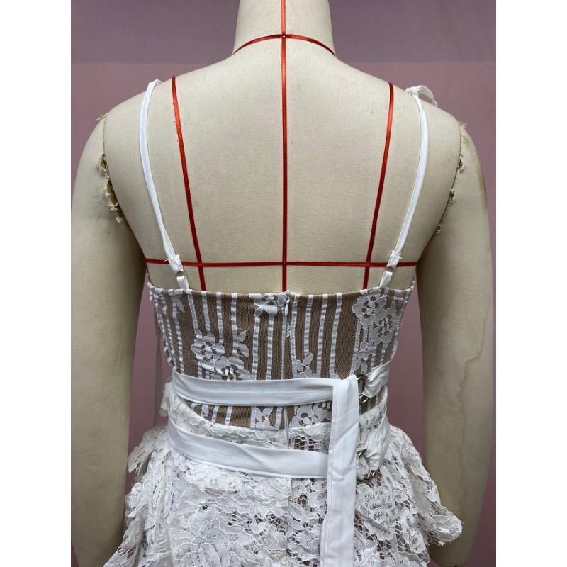 Women's Summer One-button Irregular Lace See-through Halter Dresses