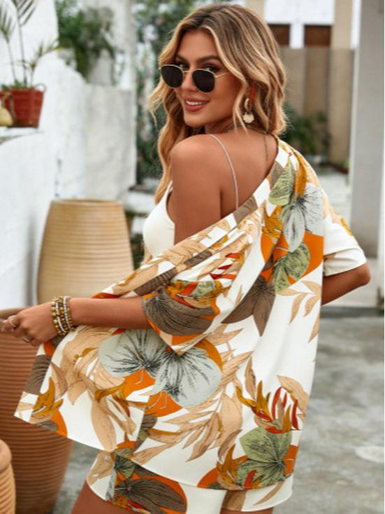 2026 Cross-border Bohemian Short-Sleeve Top & Shorts Set - Strapless Spring/Summer Style