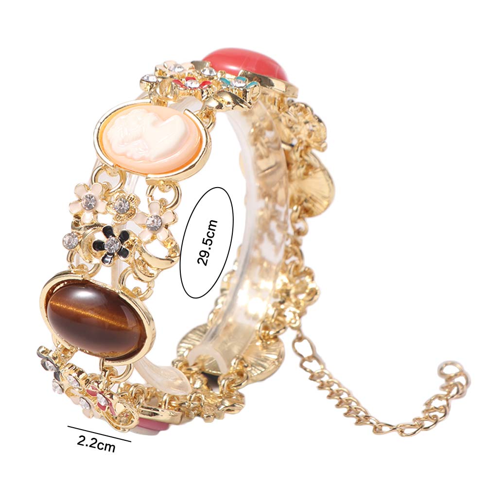 Flower Baroque Bracelet Rhinestone Women's Hand Bracelet Handicraft Retro Enamel Bangle  Women Girl