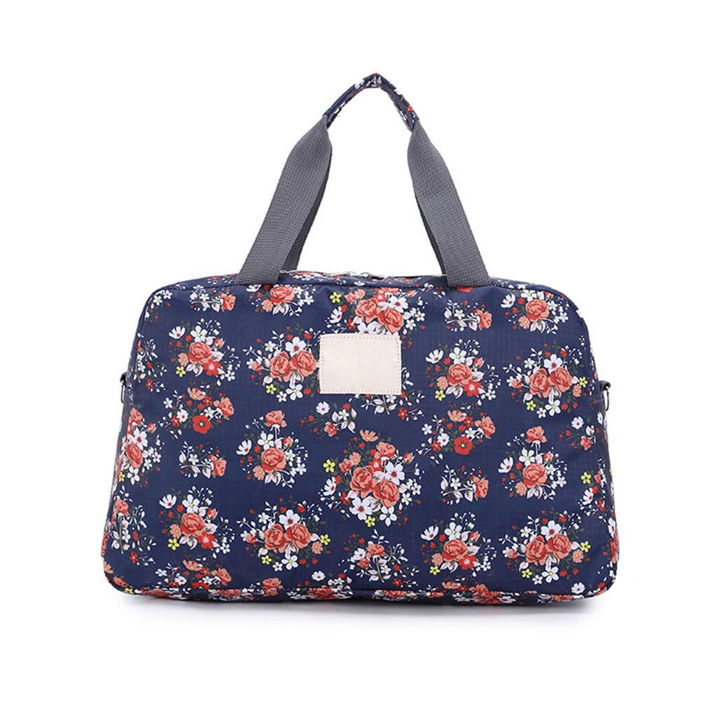 Travel Luggage Duffle Bag Lightweight Portable Handbag Black Leather Pattern Print Large Capacity Waterproof Foldable Storage Tote
