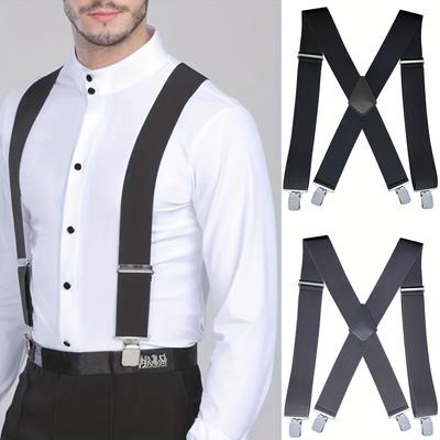 Pánské kšandy Vysoká elasticita, nastavitelné se 4 silnými klipy, odolné kšandy X záda 1ks Kšandy z nylonu ve vintage stylu Elastické popruhy