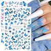 Holographische Schmetterling Nail Art Aufkleber - Blaue und Lila Schmetterlinge, Frühlingsthema Blumen, 3D Selbstklebende Nageldekoration
