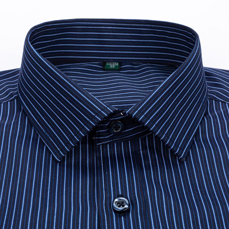 Classic Blue Striped Business Casual Shirt Men's Autumn Slim Lapel Long Sleeve Office Banquet Wedding Formal Social Shirt