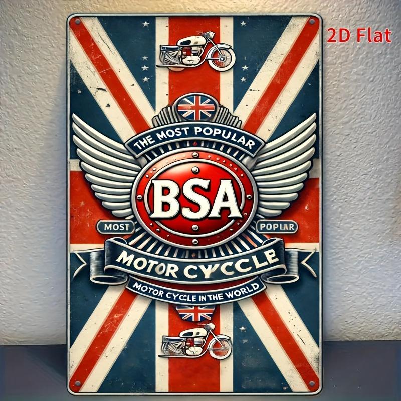 

Motorcycle Retro Tin Sign Union Jack Metal Wall Art with Wings Most Popular Motorcycle in the World Text Rustic Garage 20x30cm（7.8x11.8inch）