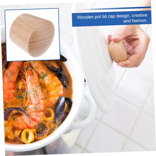 WATIIFUFU 2-Piece Wooden Pot Lid Knob Replacement Soup Pot Lid Handle, Universal, Easy to Grip, Easy to Clean, Durable